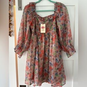 New with tags - Entro Puff Sleeve Dress in muted colors